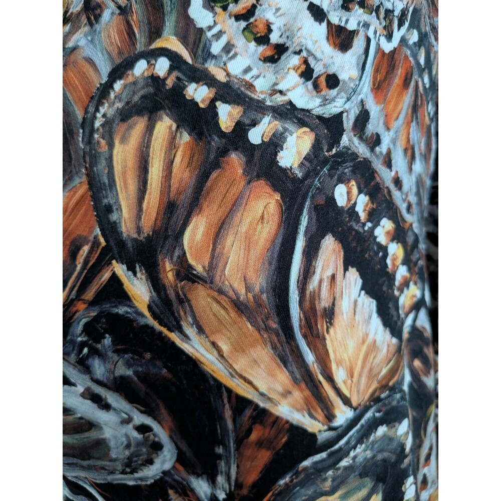 Peck & Peck Artsy Tee Top Womens L Brown Painted Butterfly Art To Wear Festival - Picture 4 of 10